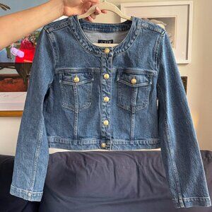 NWT J. Crew Cropped Jean Denim Jacket with Scoop Neck Louisa Lady-Jacket